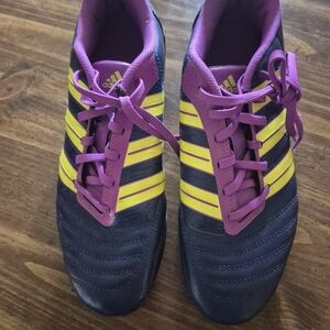 Adidas Navy Blue and Yellow Cleats with Purple Accents